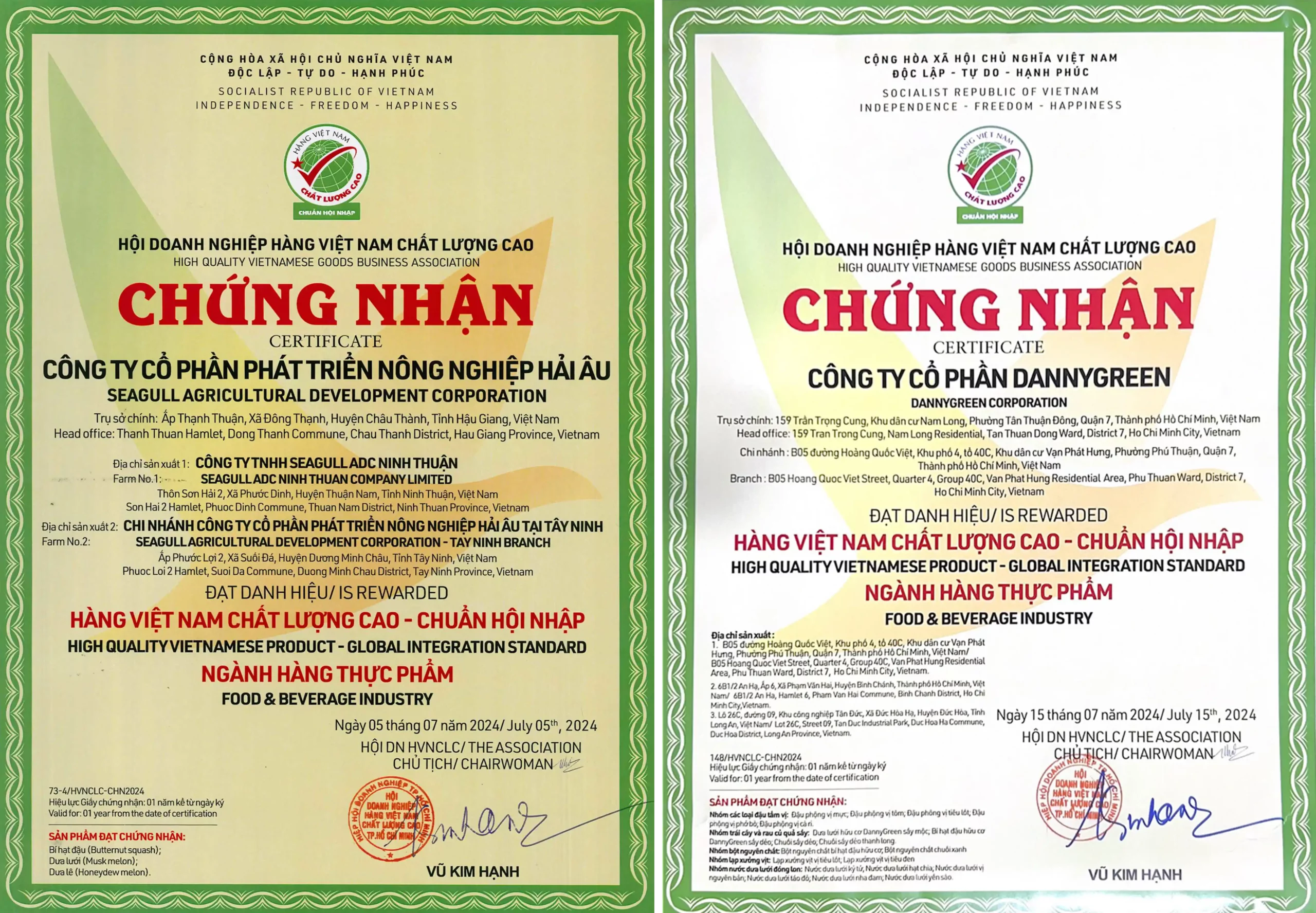 Hàng Việt Nam Chất Lượng Cao - Chuẩn Hội Nhập - DannyGreen - SeaGull ADC