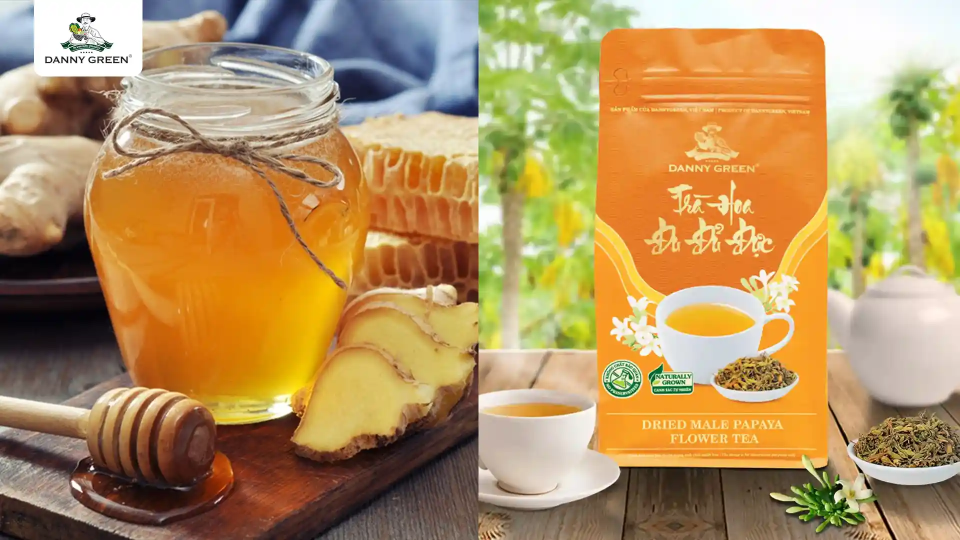 Trà Đu Đủ Đực DannyGreen, gừng và mật ong