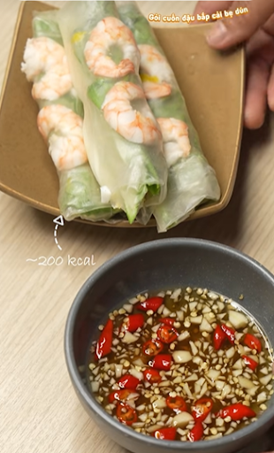 Gỏi cuốn đậu bắp, cải bẹ dún 